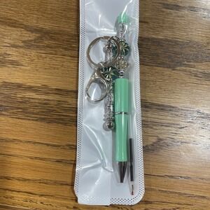 Decorated Multi Color Ink‎ Pen + Refill & Matching Key Chain Beaded Handmade NEW